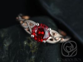 Cassidy 6mm 14kt Rose Gold Round Ruby Celtic Knot Engagement Ring