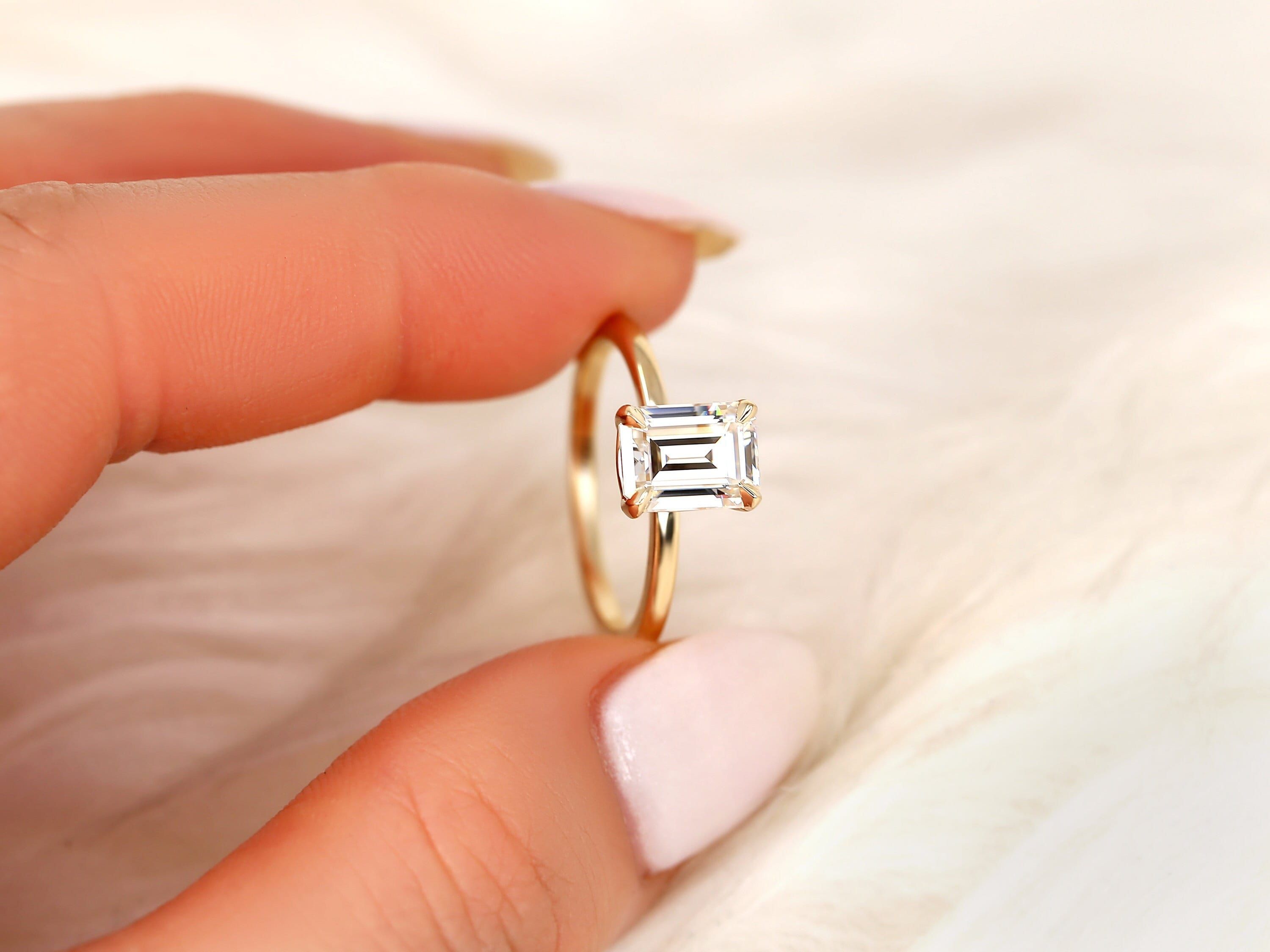1.75ct Devin 8x6mm 14kt Moissanite Emerald Cut Solitaire Ring