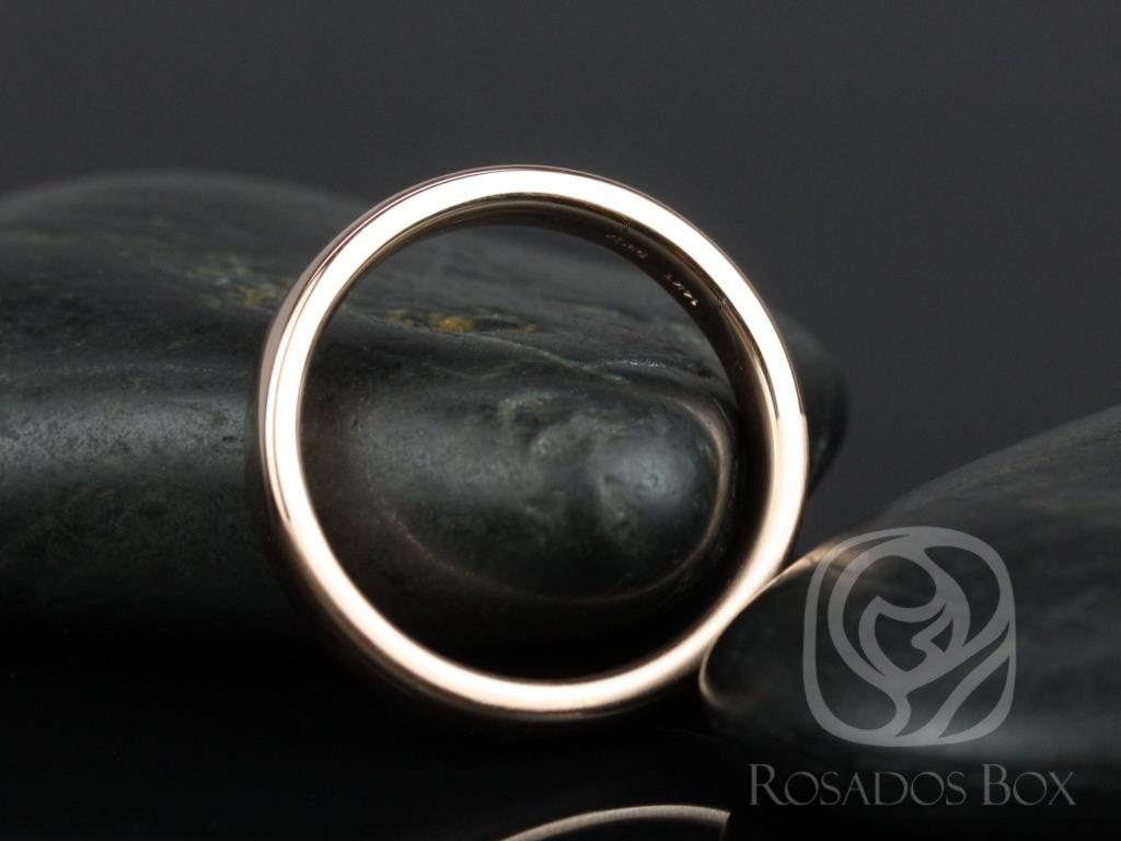 Rosados Box Dax 4mm 14kt Rose Gold Rounded Pipe Matte or High Finish Band (Classic Gold Collection)