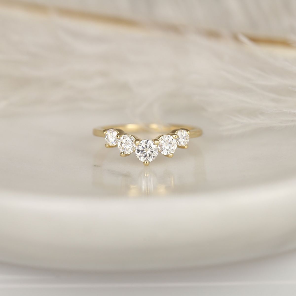 Glen 14kt Gold Diamonds Graduated Tiara Crown Curved Nesting Ring Rosados Box