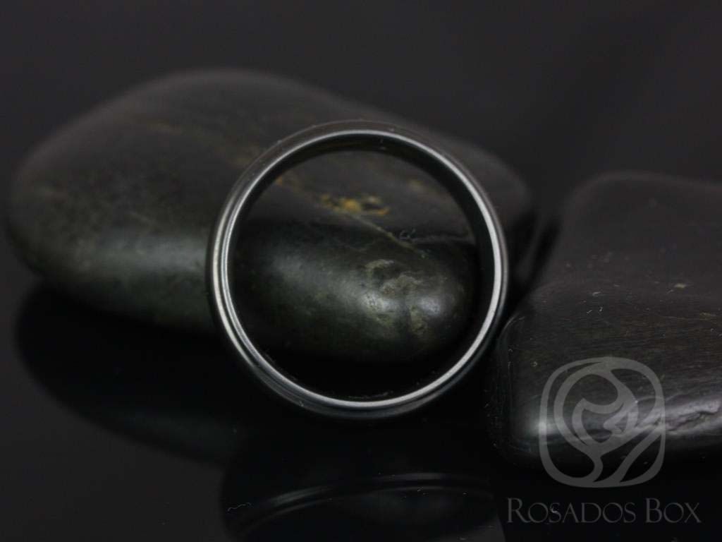 Rosados Box Pierre 7mm High Polish Half Round Raised Edge Black Zirconium Band