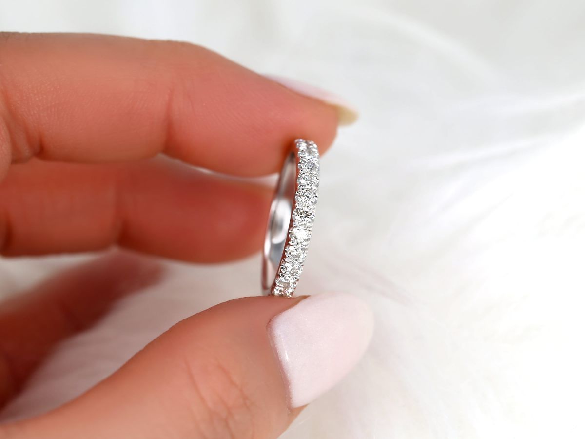 Emelia 3mm 14kt Diamond HALFWAY Eternity Ring by Rosados Box