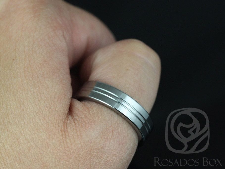 Rosados Box Isaac 6mm Tungsten Straight Pipe Double Striped Groove High Finish Band