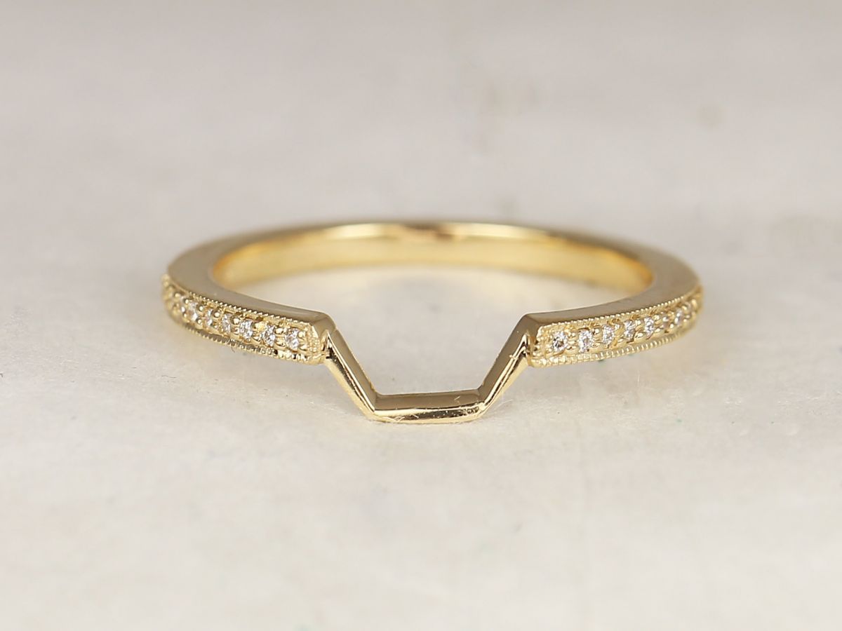 14kt Gold Diamond Curved Matching Band to Winona 7mm WITH Milgrain HALFWAY Eternity Ring