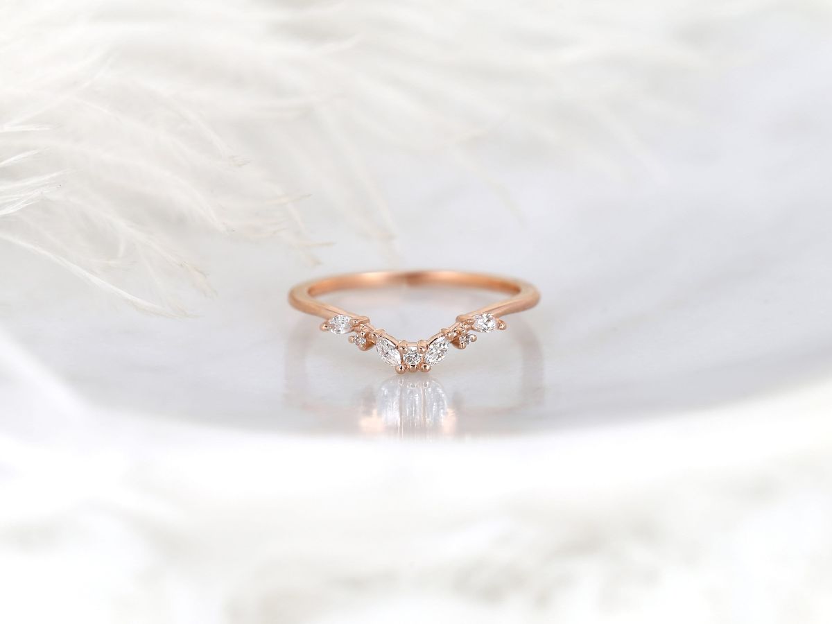 Azalea 14kt Gold Diamond Nature Inspired Nesting Ring, by Rosados Box