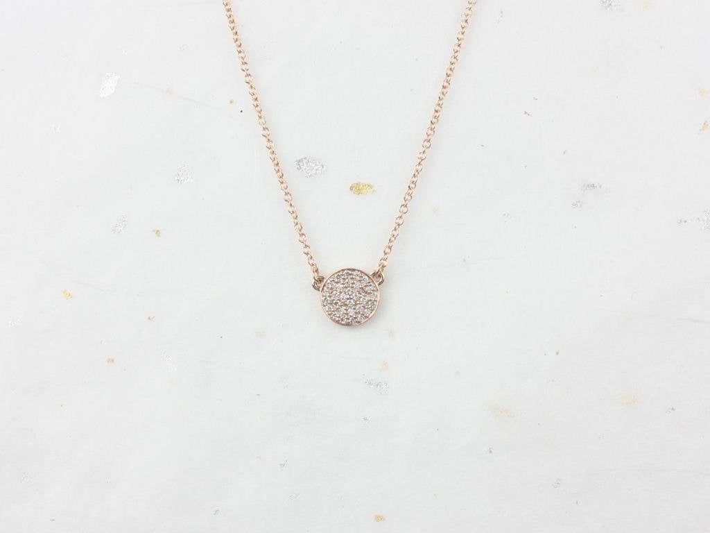 Ready to Ship Diskco 7mm 14kt Rose Gold Diamond Disk Necklace by Rosados Box