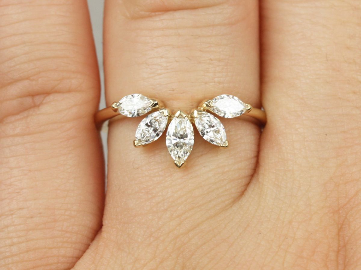 Cardi 14kt Gold Marquise Diamonds Nesting Ring
