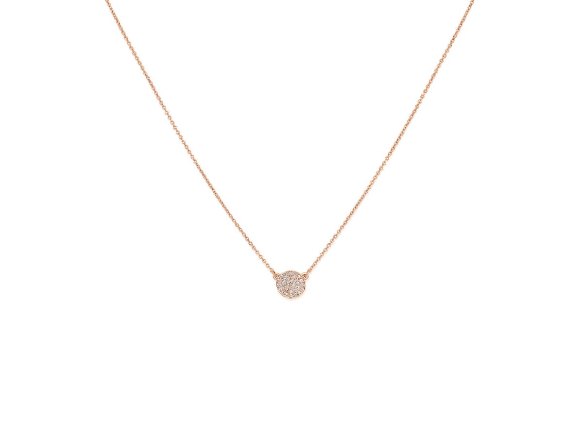 Ready to Ship Diskco 7mm 14kt Rose Gold Diamond Disk Necklace by Rosados Box