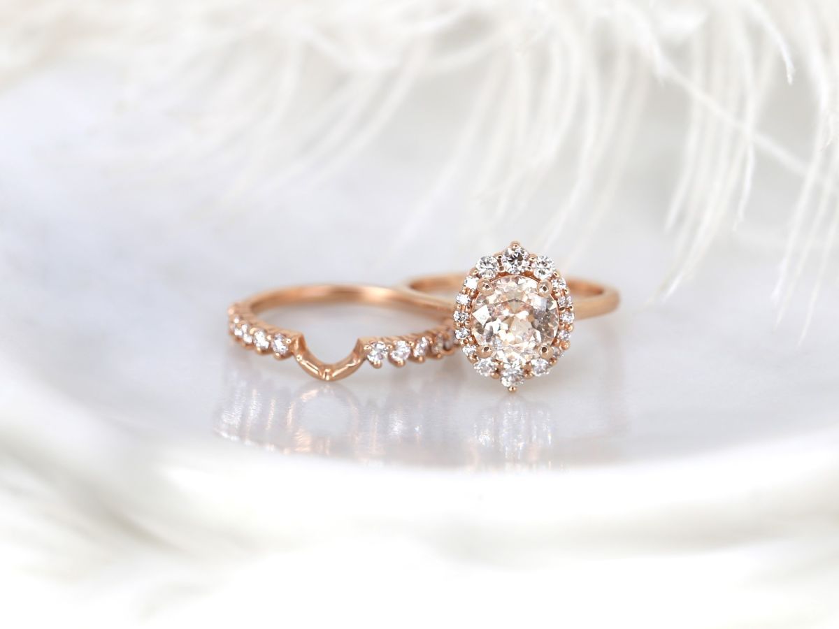 14kt rose gold diamond wedding ring, engagement set ADLR383S