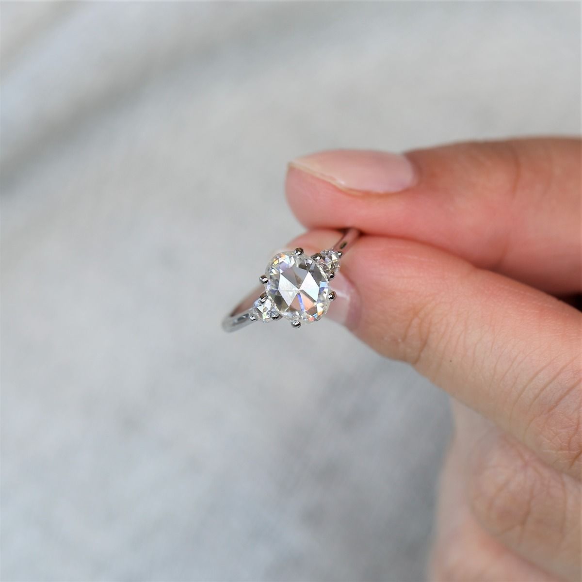 Simple Solitaire - Rose Cut Diamond Solitaire on Diamond Band