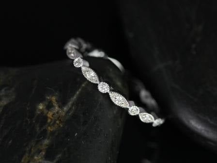  Ready to Ship Ultra Petite Gwen 14kt White Gold Diamond WITH Milgrain FULL Eternity Stack Ring by Rosados Box