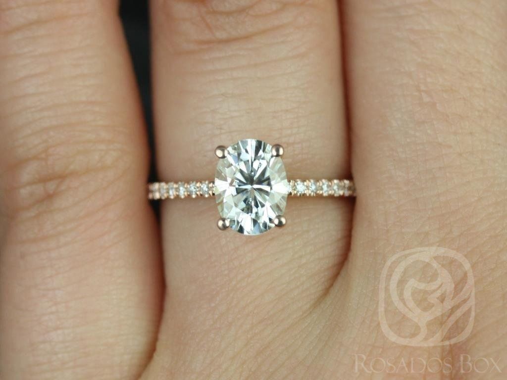 1.50ct Ready to Ship Darcy 8x6mm 14kt WHITE Gold Moissanite Diamond Oval Solitaire with Accent Ring by Rosados Box