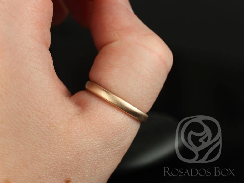 Ready to Ship Rosados Box Dax 3mm 14kt WHITE Gold Rounded Pipe Matte or High Finish Band (Chic Classics Collection)