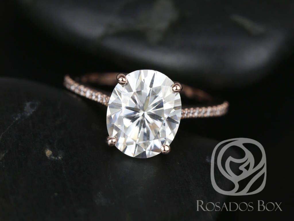 SALE 4.20ct Ready to Ship Blake 11x9mm 14kt Rose Gold Oval FB Moissanite Diamond Oval Solitaire Ring