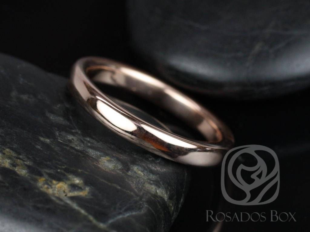 Ready to Ship Rosados Box Dax 3mm 14kt WHITE Gold Rounded Pipe Matte or High Finish Band (Chic Classics Collection)