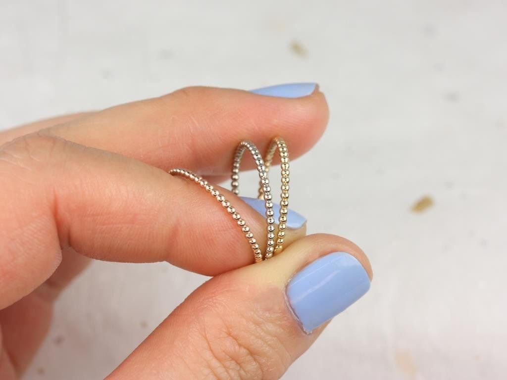 Rosados Box Ultra Petite Buddha Beads 14kt Gold Plain Beaded Stacking Ring