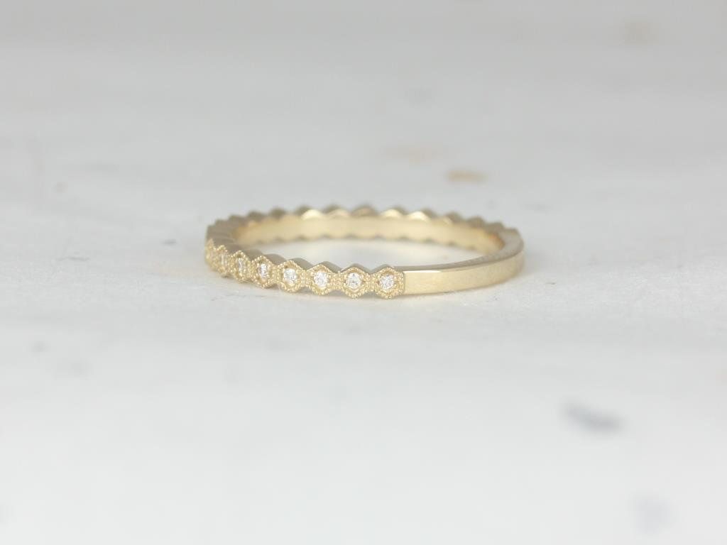 Rosados Box Ultra Petite Honore 14kt Yellow Gold Vintage WITH Milgrain Diamond ALMOST Eternity Band