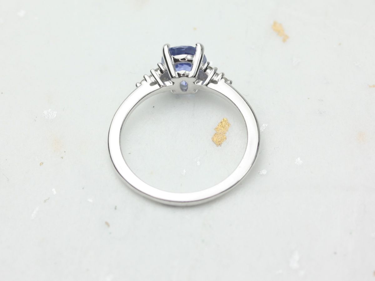 Rosados Box 2ct Ready to Ship Maddy 14kt White Gold Cornflower Lavender Sapphire Diamond Dainty Oval Cluster Ring