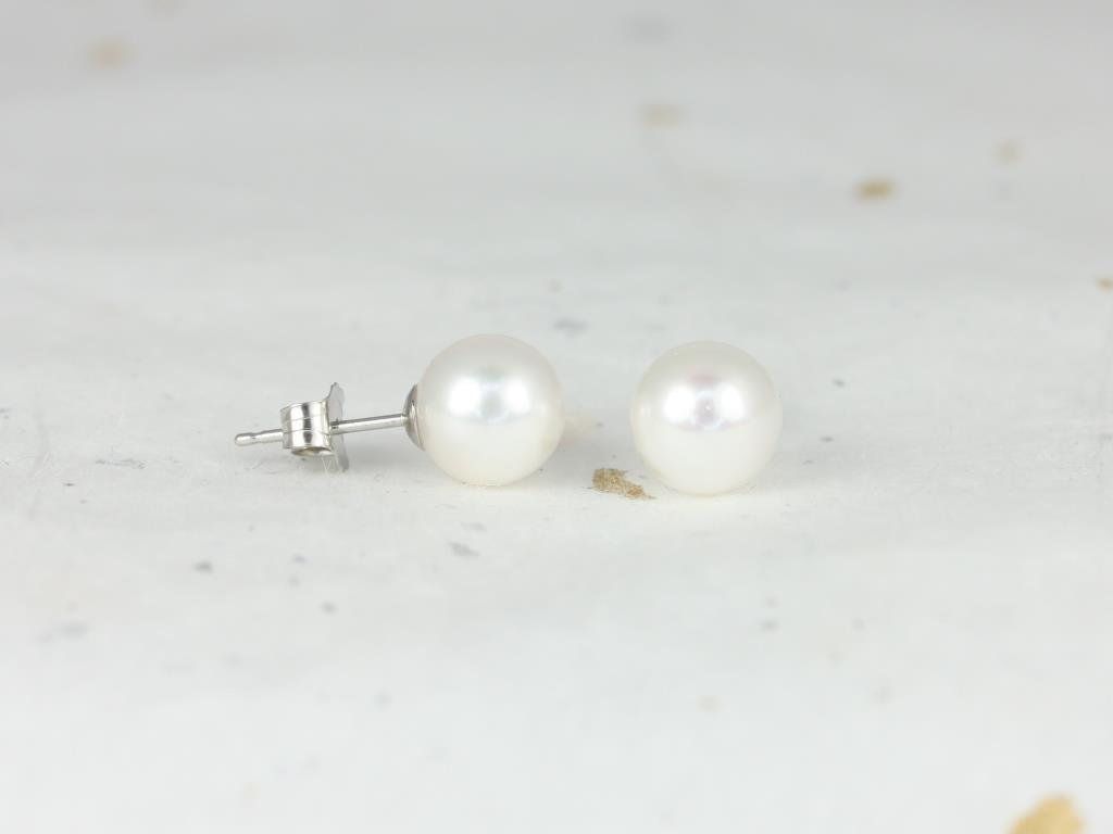 Rosados Box Ready to Ship Cultured Pearl Akoya 14kt White Gold Classic Stud Earrings (Basics Collection)