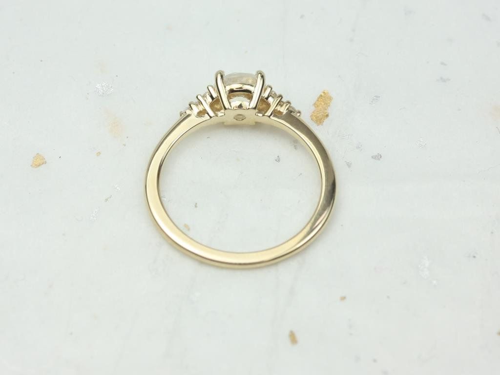 Malia 6mm 14kt Gold Rainbow Moonstone Sapphire Dainty Cluster Ring