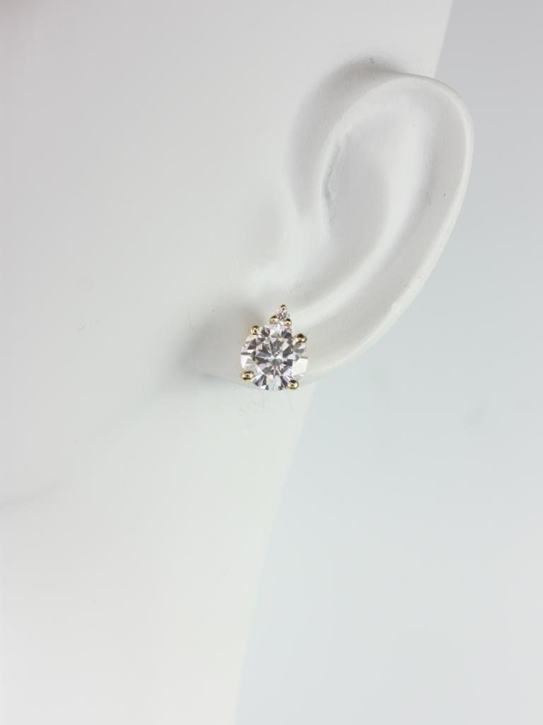 Rosados Box Ready to Ship Nicole 14kt Yellow Gold 7mm Round Forever One Moissanite and Diamond Stud Earrings