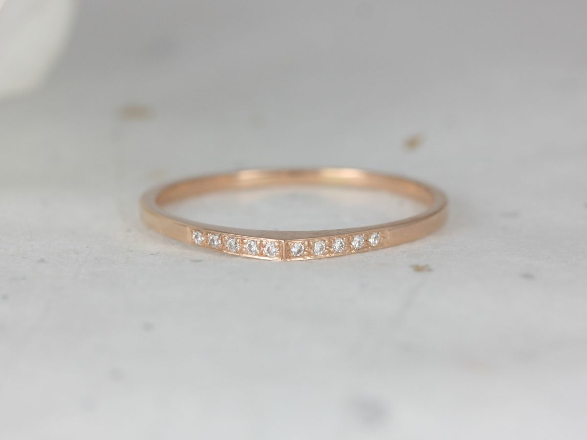 Rosados Box Ultra Petite Edo DIA 14kt Solid Gold Diamonds Open Guitar Pick Dainty Unique Stacking Ring