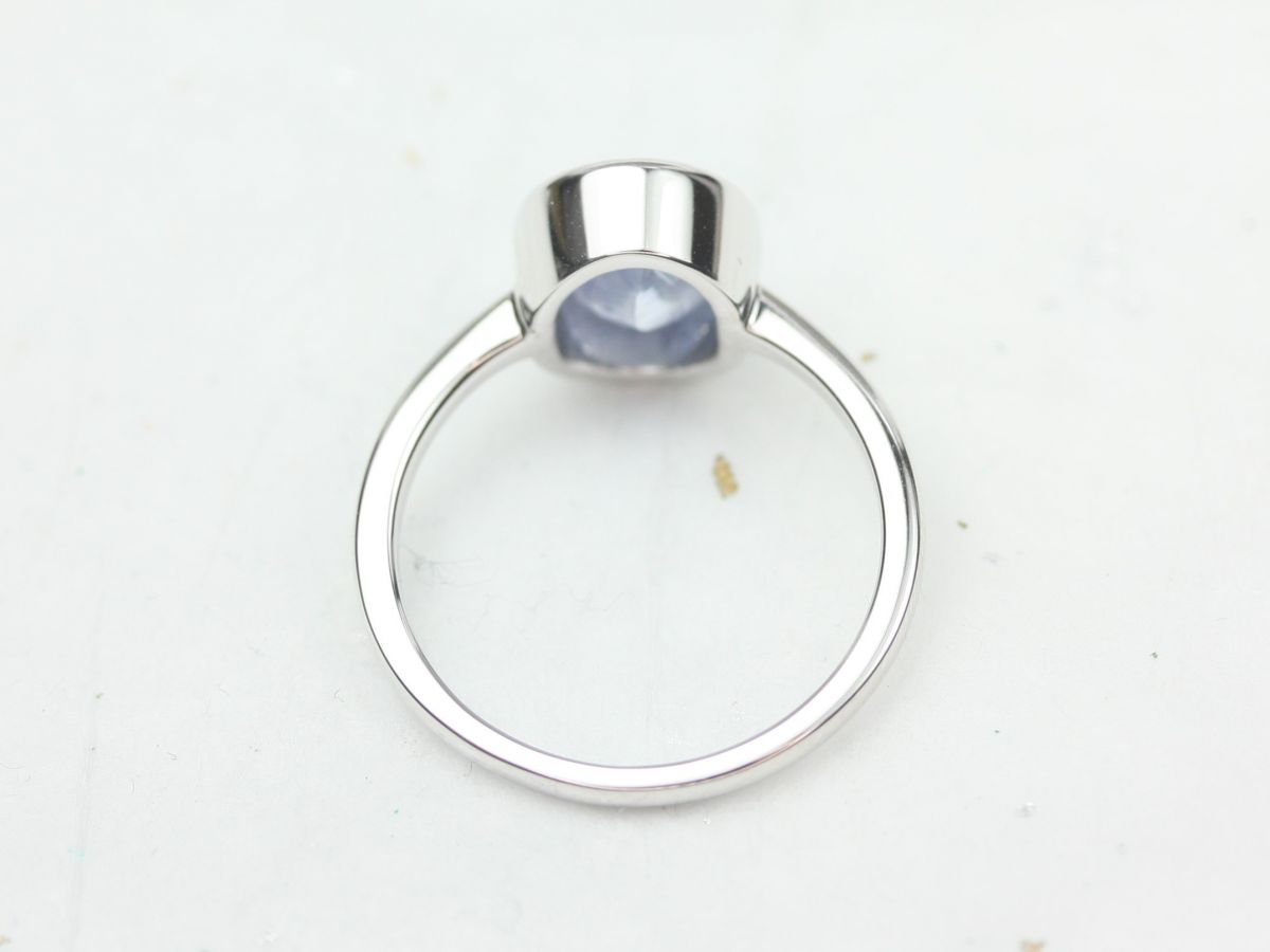  Rosados Box 2.62cts Ready to Ship Galaxy 14kt White Gold Icy Frosted Indigo Blue Unique Sapphire Oval Bezel Ring