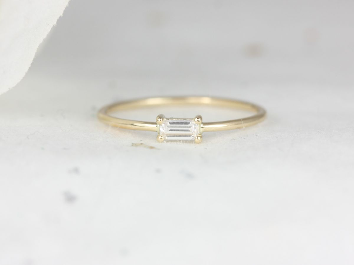 Rosados Box Ultra Petite Betty 14kt Solid Gold Forever One Moissanite Baguette Dainty Ring