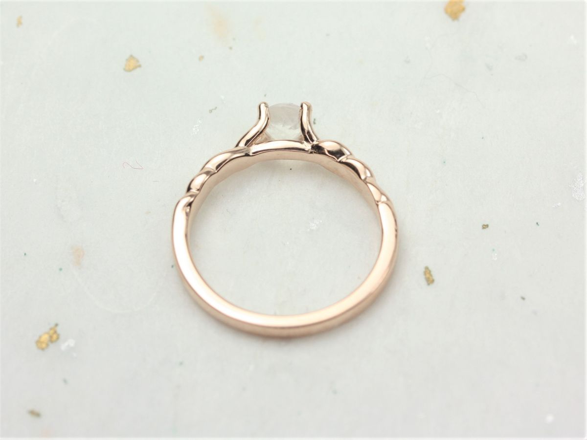 Rosados Box Prudence 5mm 14kt Rose Gold Rainbow Moonstone Braid Twisted Unique Ring