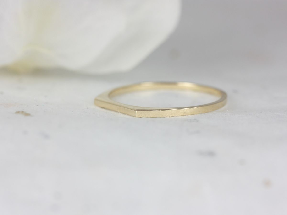 Rosados Box Ultra Petite Everly PLAIN 14kt Solid Gold Flat Top Dainty Stacking Ring