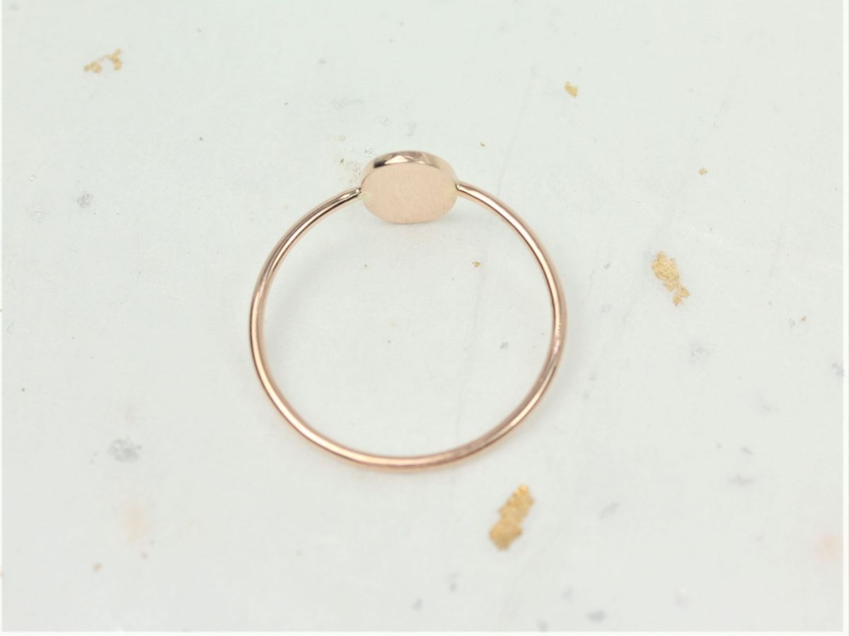 Rosados Box Petite Stevie 8x6mm 14kt Solid Gold Dainty Personalized Oval Letter Ring