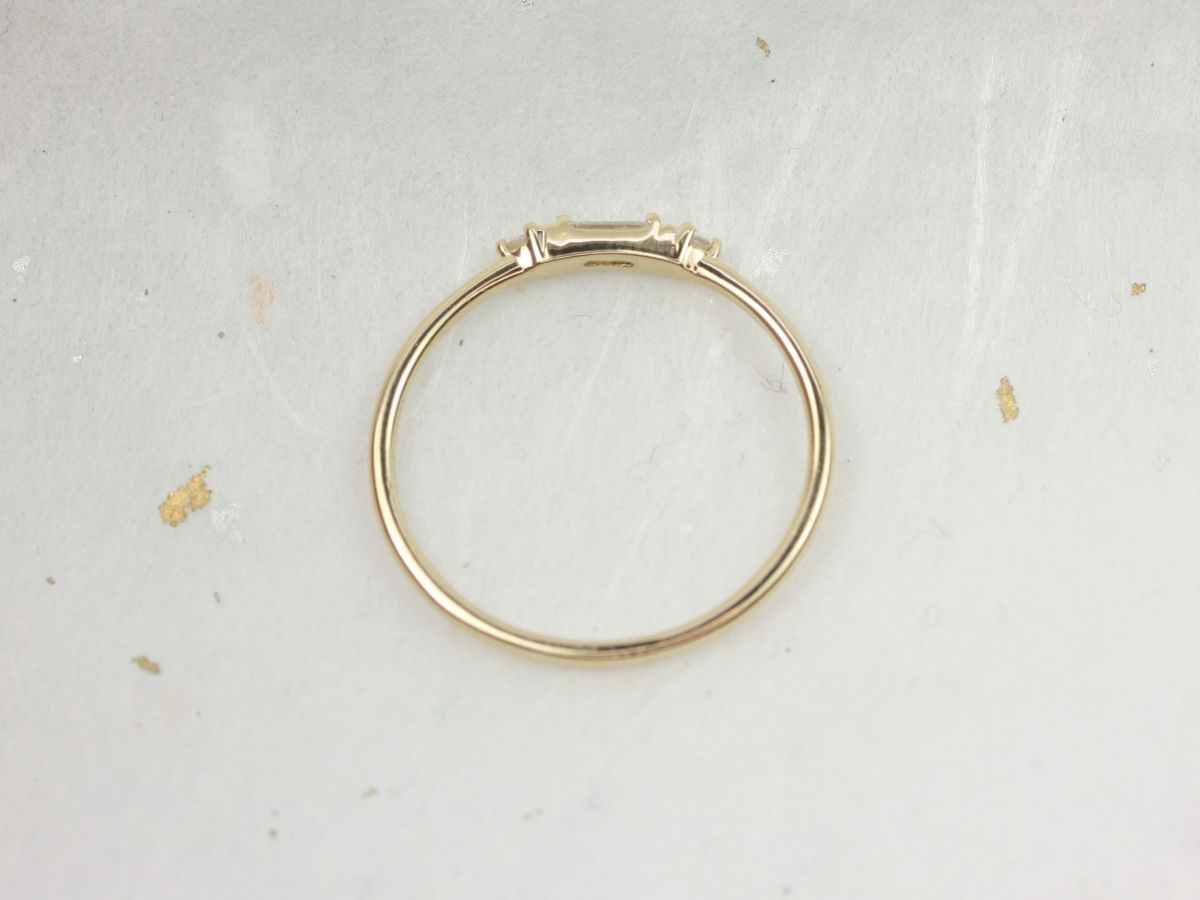 Rosados Box Ultra Petite Suri 14kt Solid Gold Diamond Round Baguette Dainty Ring