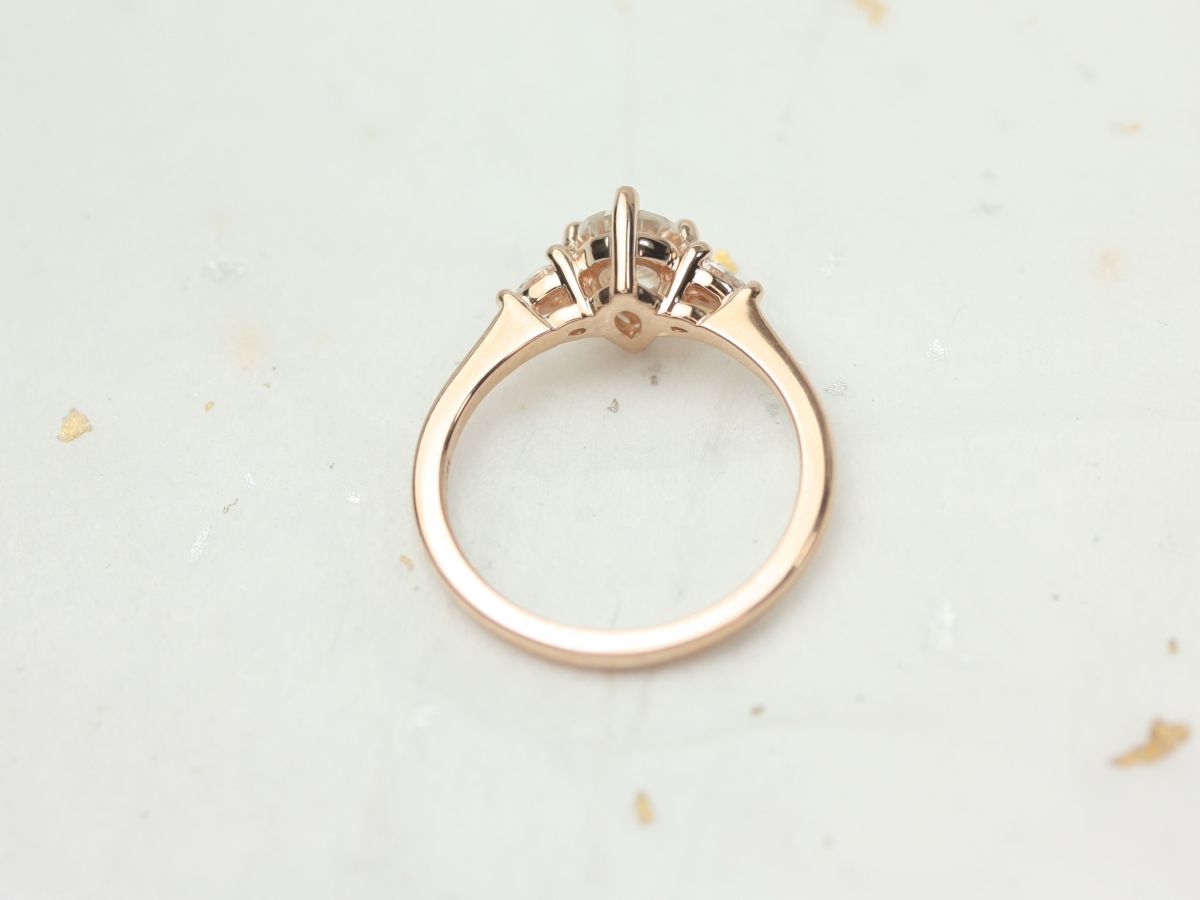 0.75ct Petite Evette 7x5mm 14kt Moissanite Diamond Pear 3 Stone Ring by Rosados Box