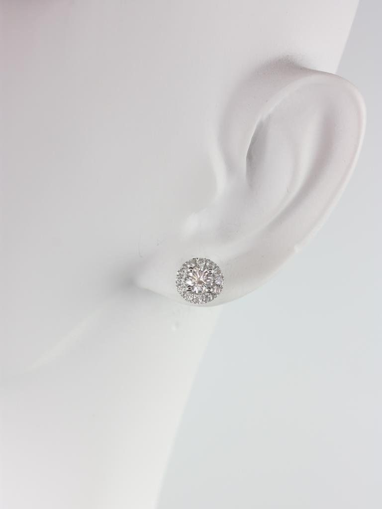 Rosados Box Ready to Ship Petite Gemma Studs 14kt Solid Gold Dainty Round Diamonds Cluster Halo Earrings