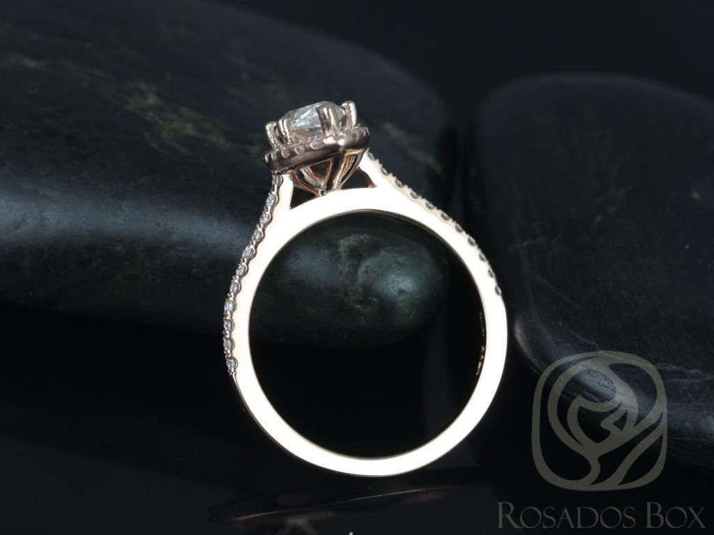 1ct Sasha 10x5mm 14kt  Moissanite  Diamond Marquise Halo Ring by Rosados Box