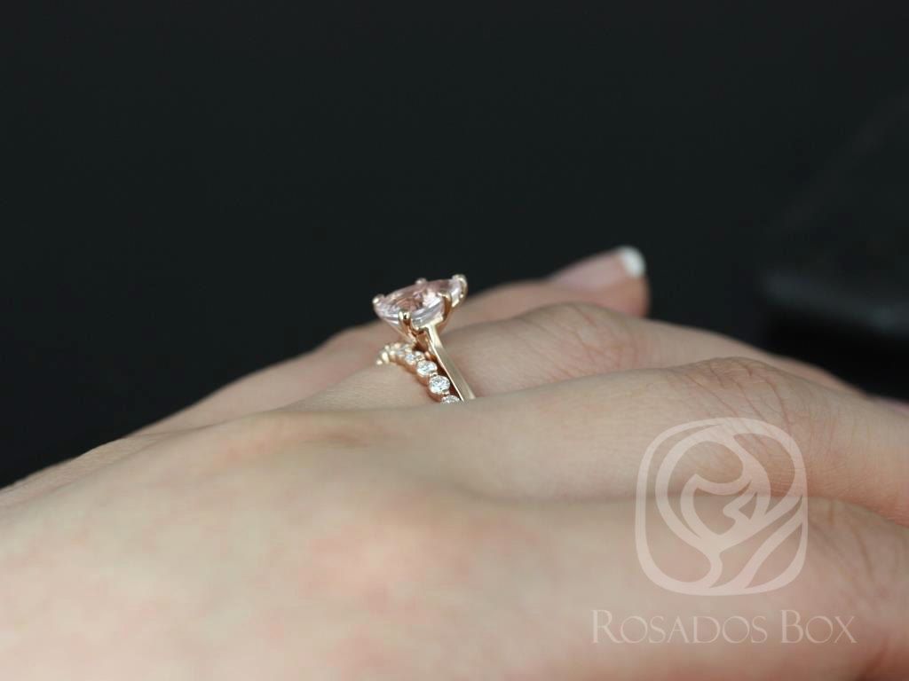 1.56ct Ready to Ship Skinny Jane & Petite Naomi 14kt Rose Gold Icy Blush Champagne Sapphire Diamonds Pear Solitaire Bridal Set