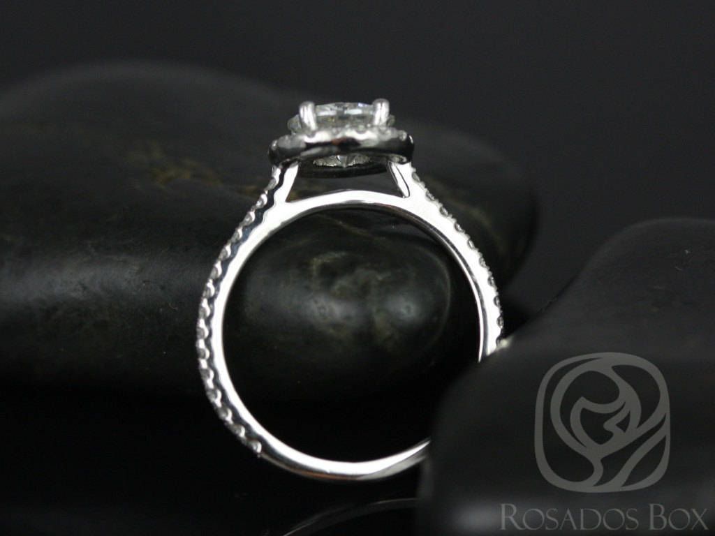 1ct SALE Ready to Ship Kimberly 6.5mm Platinum FB Moissanite Diamond Round Halo Ring by Rosados Box