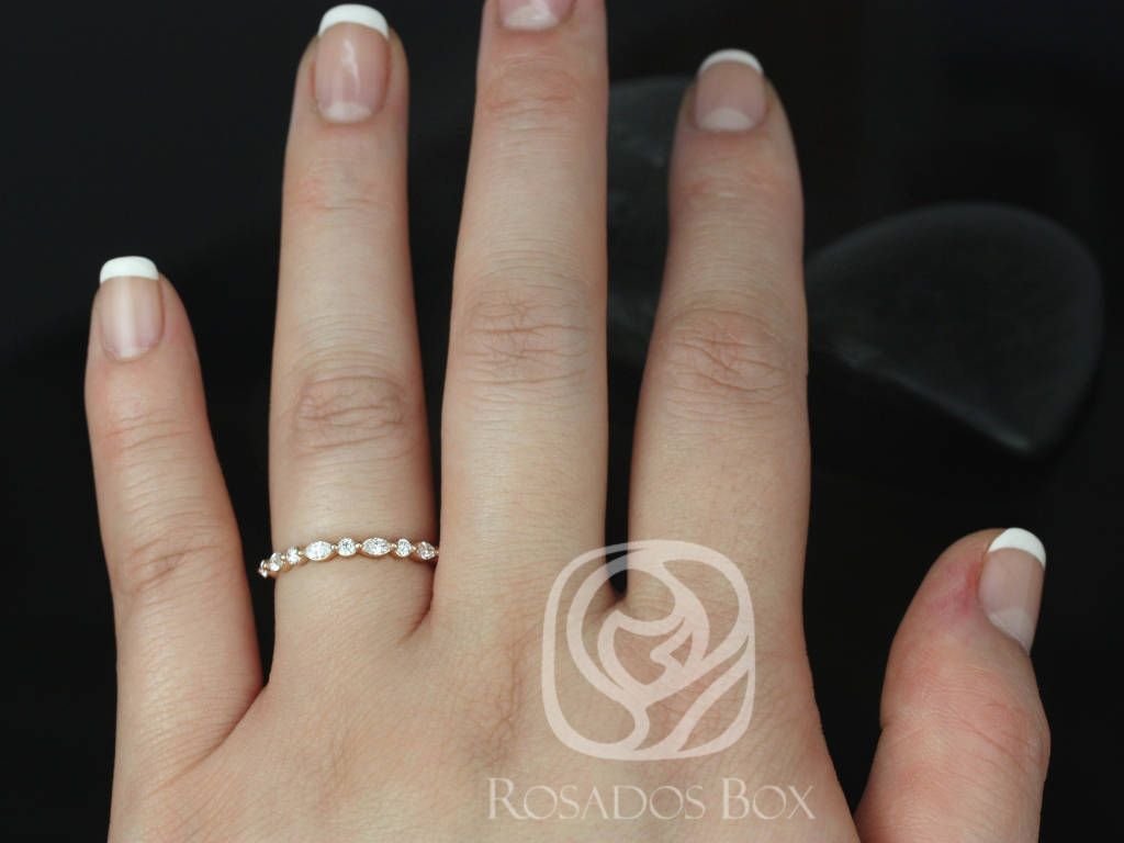 Petite Cher 14kt Marquise and Round Diamond HALFWAY Eternity Ring by Rosados Box