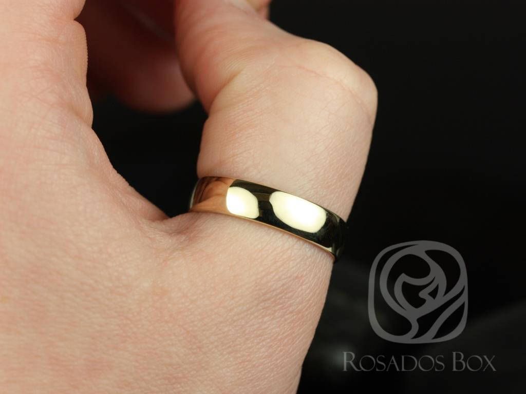 Rosados Box Steve 5mm 14kt Yellow Gold Oval Plain Non-Comfort Fit Matte or High Finish Band (Chic Classics Collection)