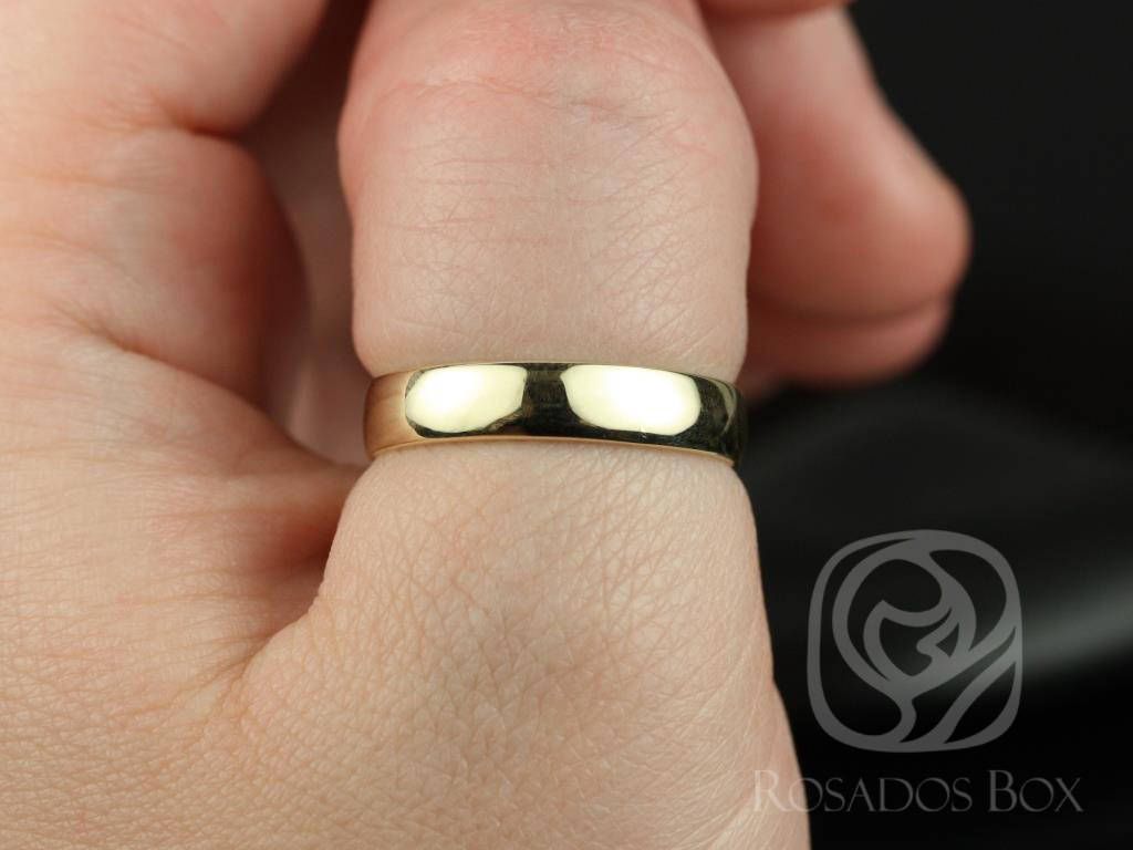 Rosados Box Steve 4mm 14kt Yellow Gold Oval Plain Non-Comfort Fit Matte or High Finish Band (Chic Classics Collection)