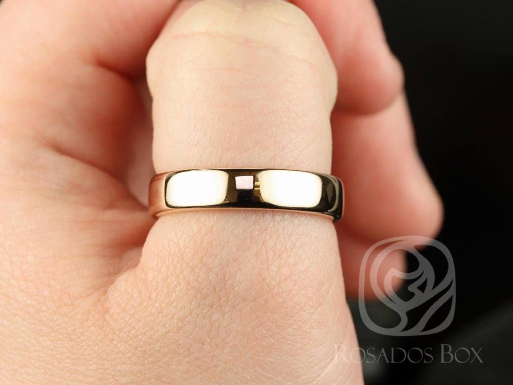 Rosados Box Dax 5mm 14kt Rose Gold Rounded Pipe Matte or High Finish Band (Chic Classics Collection)