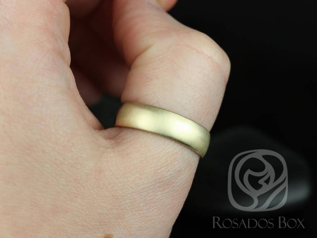 Rosados Box Steve 6mm 14kt Yellow Gold Oval Plain Non-Comfort Fit Matte or High Finish Band (Chic Classics Collection)