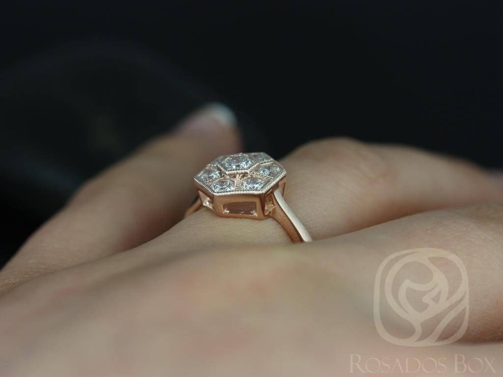 Rosados Box Ready to Ship Mosaic Grande 14kt Rose Gold WITH Milgrain Diamonds Cluster Ring