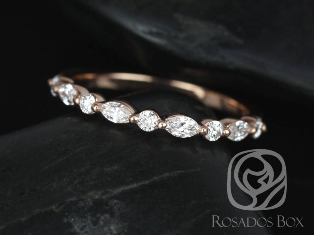 Petite Cher 14kt Marquise and Round Diamond HALFWAY Eternity Ring by Rosados Box