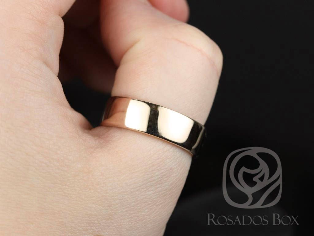Rosados Box Dax 7mm 14kt Rose Gold Rounded Pipe Matte or High Finish Band (Chic Classics Collection)