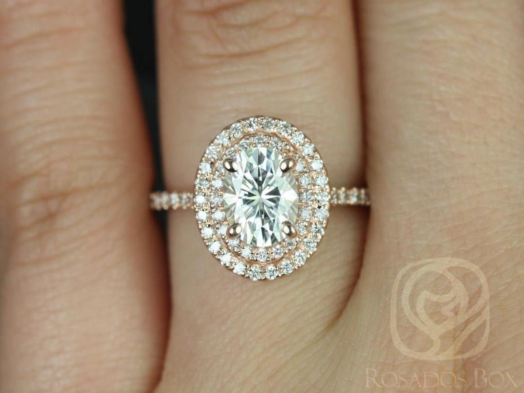 SALE 1.50ct Ready to Ship Cara 8x6mm 14kt FB Moissanite Diamonds Oval Double Halo Ring
