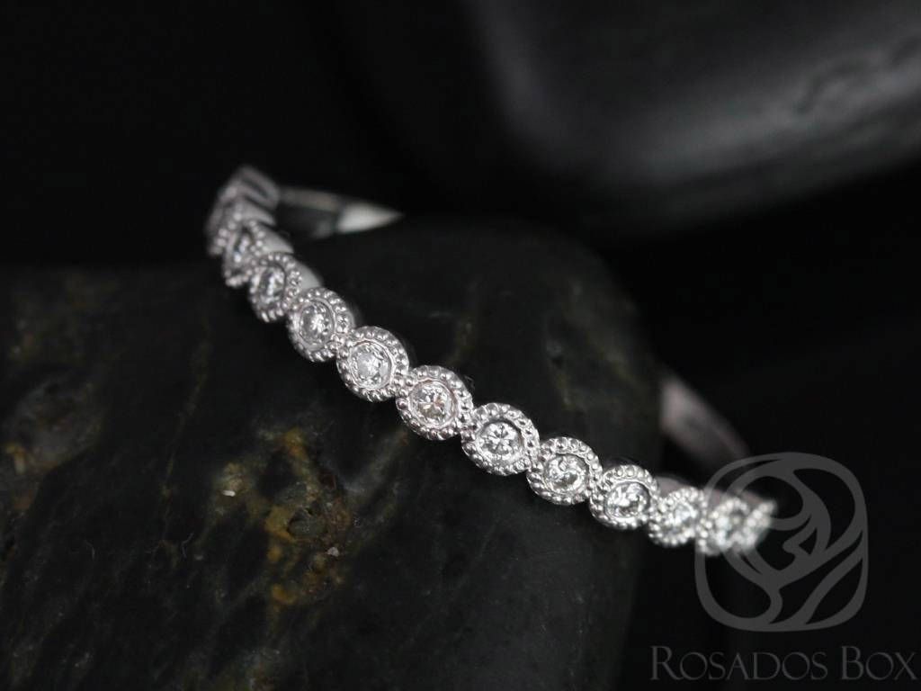 Rosados Box Ready to Ship Petite Bubbles 14kt ROSE Gold WITH Milgrain Diamond HALFWAY Eternity Band