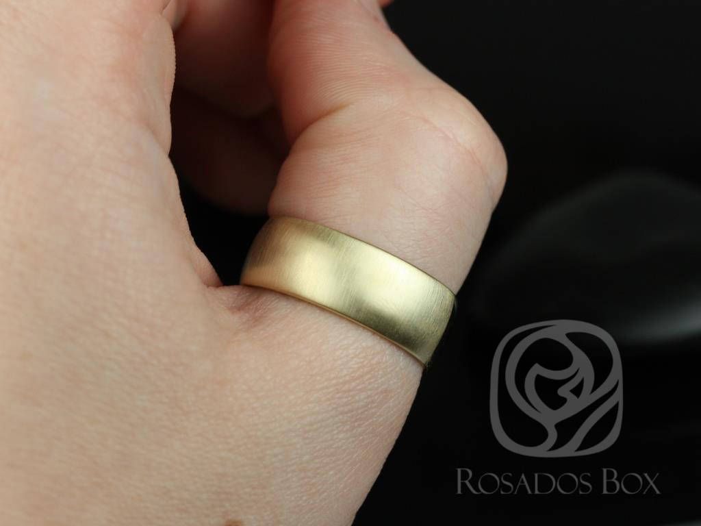 Rosados Box Steve 8mm 14kt Yellow Gold Oval Plain Non-Comfort Fit Matte or High Finish Band (Chic Classics Collection)