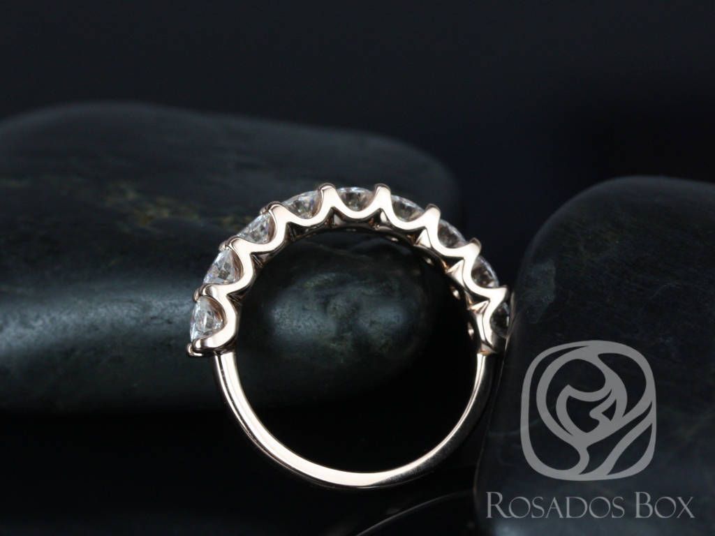 Cori 3.5mm 14kt Moissanite HALFWAY Eternity Ring by Rosados Box