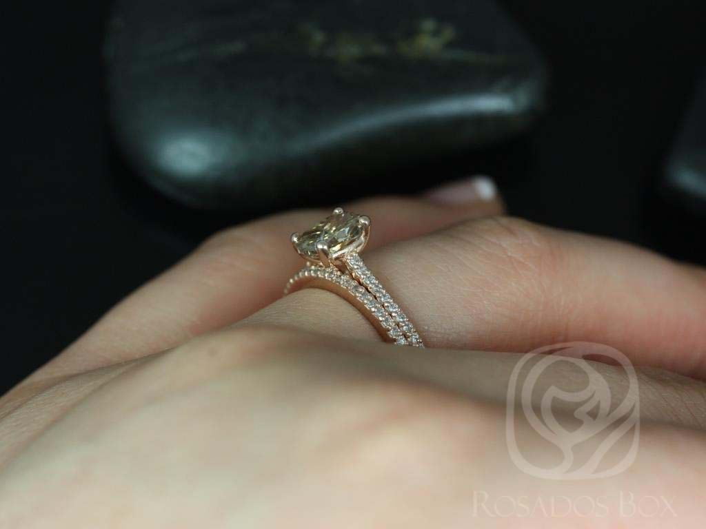 1.03ct Ready to Ship Blake 14kt Rose Gold Cognac Diamond Oval Solitaire with Accent Bridal Set